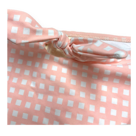 GB Gianna Bini High-Waist w/ Tie Bikini Bottoms | Pink White Check | Sz L, NEW - Picture 4 of 8